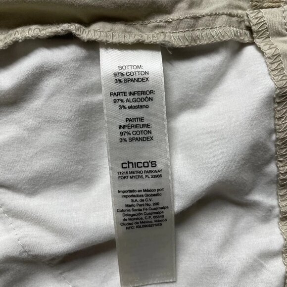 Chico's Womens Beige Straight Leg High Rise Casual Capri Pants Size 3 US X-Large - Picture 4 of 10